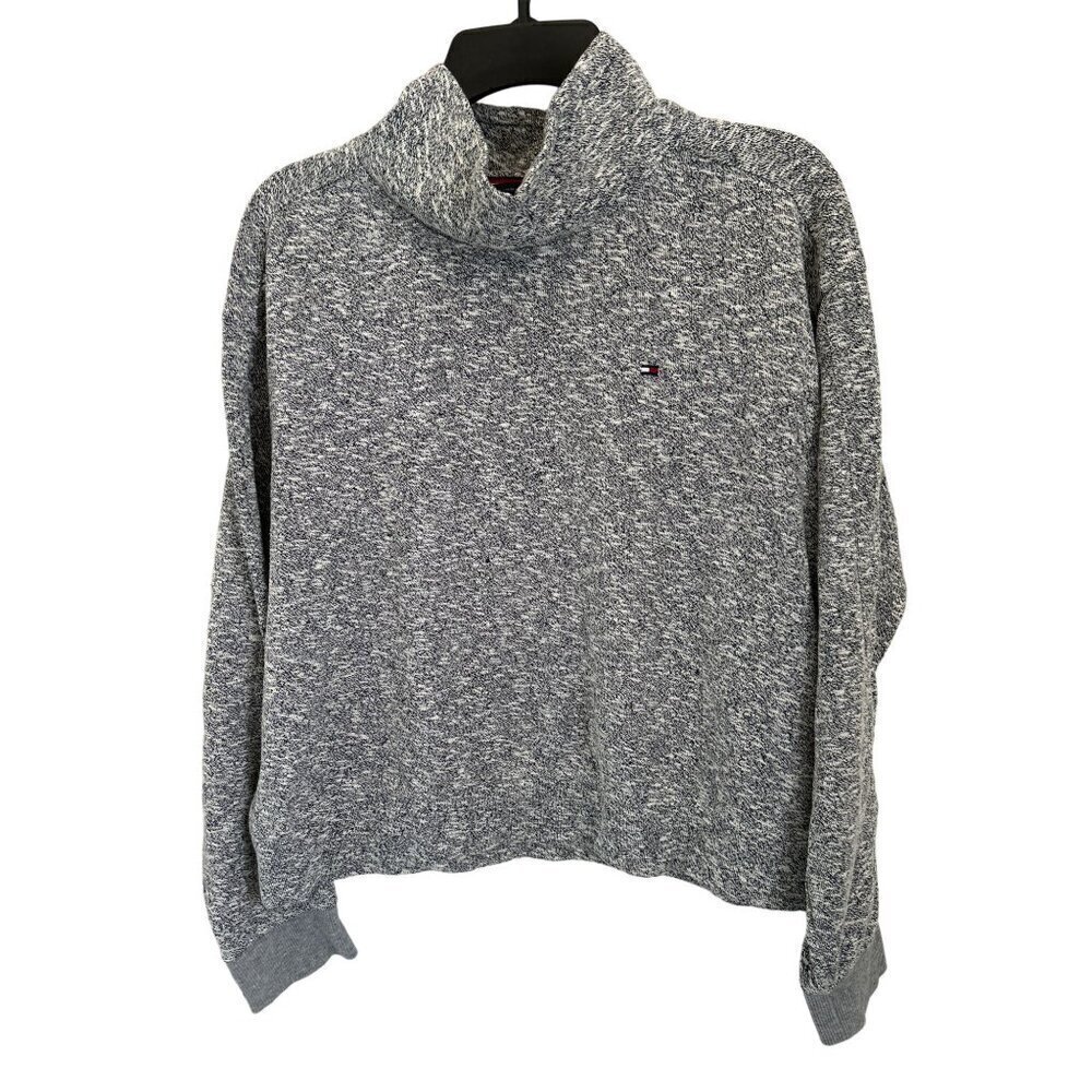 Tommy Hilfiger Knitted Cotton Sweatshirt High-neck Pullover Heather Gray Sweater